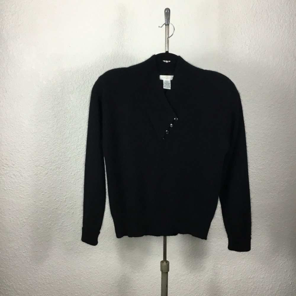 Black women’s Sweater with Button Yarn Works vintage women’s sweater black